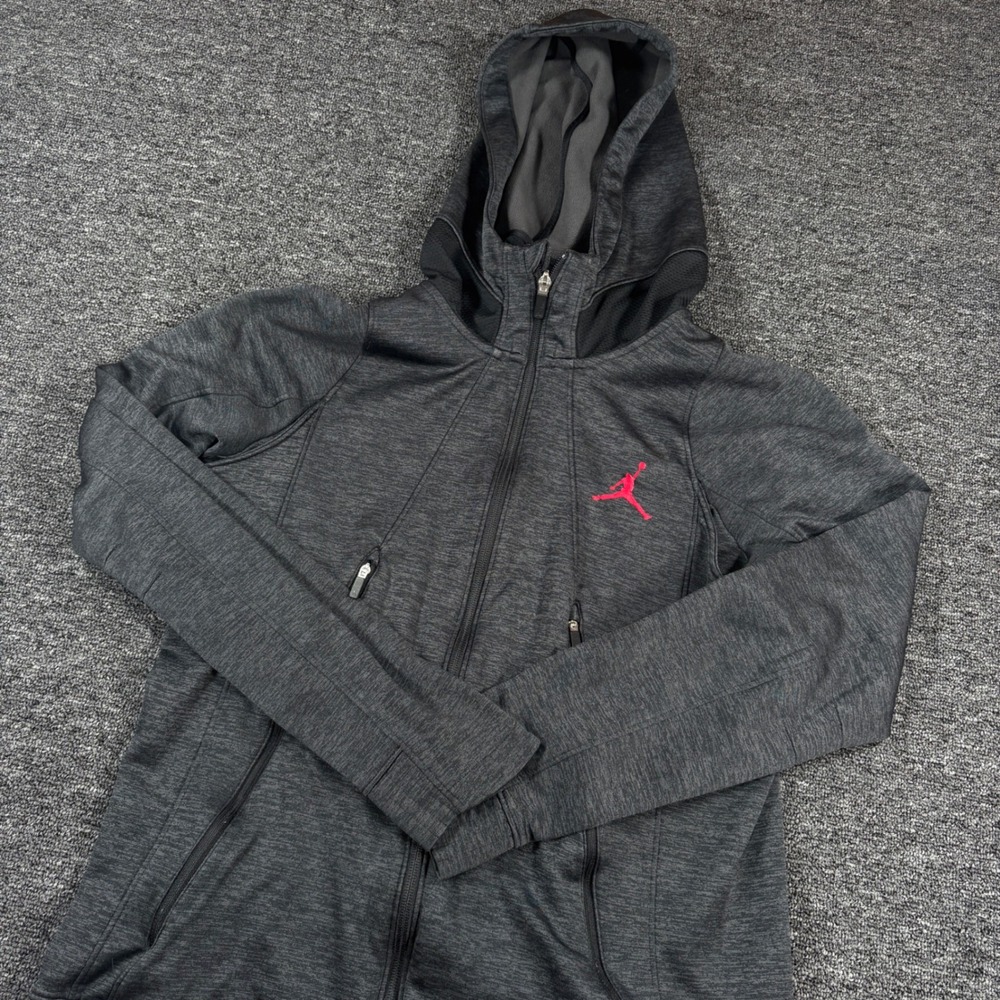 Jordan Full Zip Hoodie Womens Medium Gray Pink Jumpman Active Jacket 351